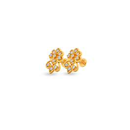 Glory Flower Design Gold Earrings