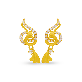 Exotic Bird Design Gold Earrings
