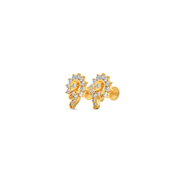 Glossy Stylish Stud Design Gold Earrings
