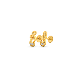 Luminous Flower Stud Design Gold Earrings
