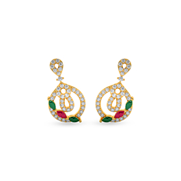 Charismatic Color Stone Gold Earrings