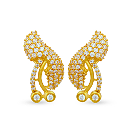 Sparkling White Stone Gold Earrings