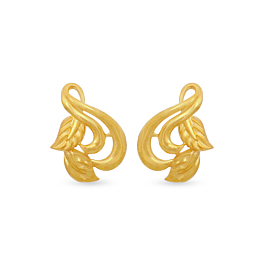 Precious Twin Leaf Gold Earrings