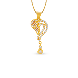 Blooming Stylish Heart Hanging Design Gold Pendant