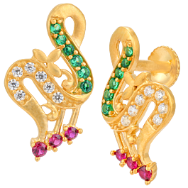 Shimmering Musical Floral Gold Earrings