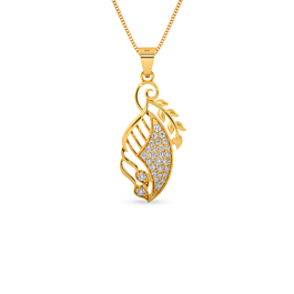 Petite Leaf Pattern Gold Pendant