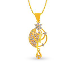 Enrich Floral And Drop Design Gold Pendant