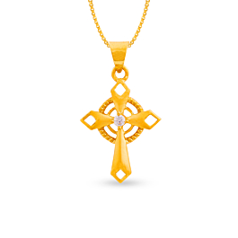 Glorious Cross Pattern Gold Pendant