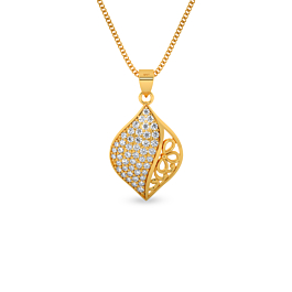 Gleam Floral Drop Design Gold Pendant