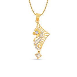 Glossy Rolling Floral Gold Pendant