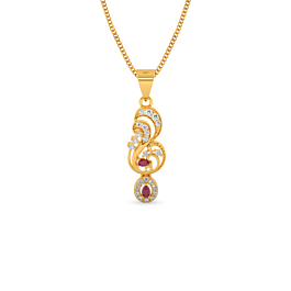 Majestic Dancing Drop With Color Stone Gold Pendant