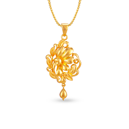 Glossy Leaf Pattern Gold Pendant