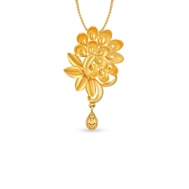 Glossy Semi Floral Gold Pendant