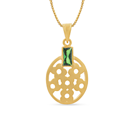 Ethereal Green Stone Floral Gold Pendants
