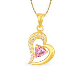 Sweet Heartin Pink Stone Gold Pendants