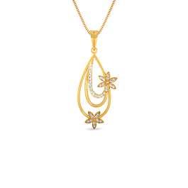 Glamorous Pear Shaped Floral Gold Pendant