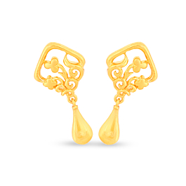 Glimmering Tendril Floral Gold Earrings