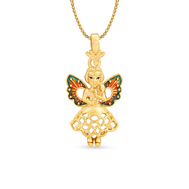 Surreal Enamel Coated Fairy Gold Pendant