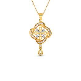 Grand Stoned Floral Gold Pendants