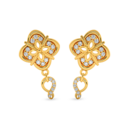 Beautiful Geometric Floral Gold Earrings