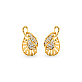 Graceful Intricate Pear Drop Gold Earrings