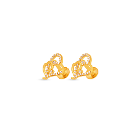 Effulgent Twin Heartin Gold Earrings