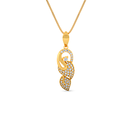Glinting Leaf Design Gold Pendant