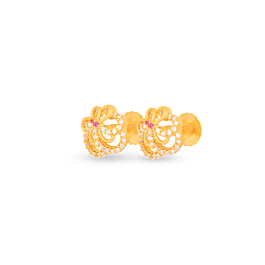 Delicate Floral Swirls Gold Earrings