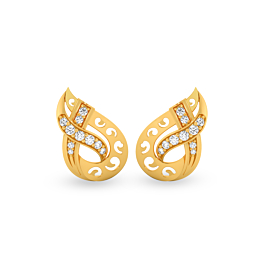 Alluring Cross Twirl Gold Earrings