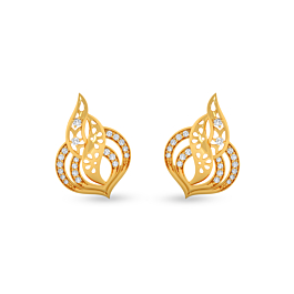 Pretty Curves and Twirl Floral Gold Earrings