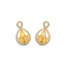 Sophisticated Tri Petal Infinity Drop Gold Earrings