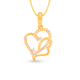 Exquisite Interlocked Twin Heart Gold Pendants | 17B285228