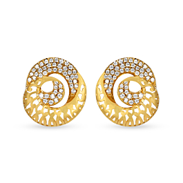 Sophisticated Stoned Spiral Gold Earrings