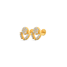 Pretty Romanric Heaertin Floral Gold Earrings