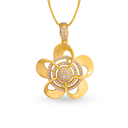 Floral Burst Pendant with Cubic Zirconia in 22KT Gold