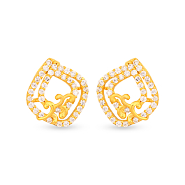 Shimmering Rhombic Swirls Gold Earrings
