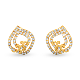 Shimmering Rhombic Swirls Gold Earrings