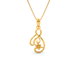 Loop Pattern Single Floral Gold Pendants