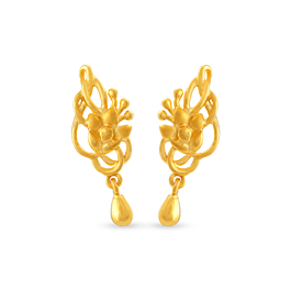 Exuberant Twily Floral Gold Earrings