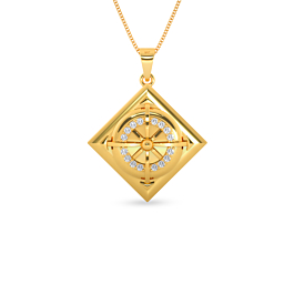 Lustrous Geometric Pattern Gold Pendant