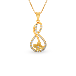Gleaming Infinity With Floral Gold Pendant