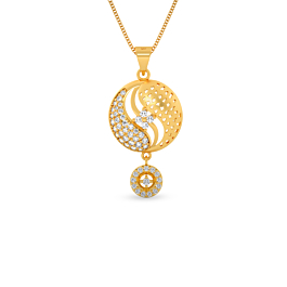 Semi Sparkle Stone Chakra Pattern Gold Pendants