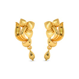 Scintillating Floral Drop Gold Earrings