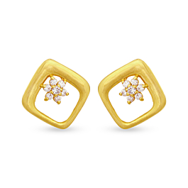 Cubic Blossom Floral Gold Earrings