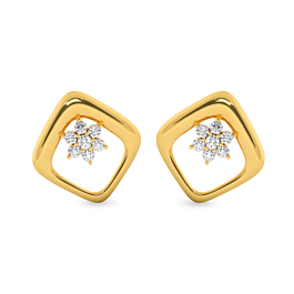 Cubic Blossom Floral Gold Earrings