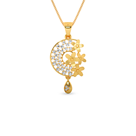 Sparkling Rays with Floral Gold Pendants