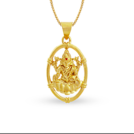 Devine Goddess Lakshmi With Lotus Gold Pendant