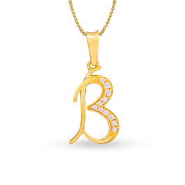 Shimmering  Alphabet B Gold Pendants