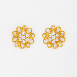 Sparkling Floral Gold Earrings