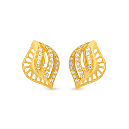 Attractive Triple Layer Stone Gold Earrings